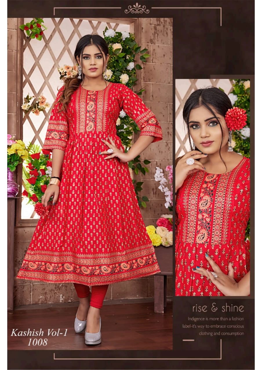 Kashish Vol 1 Fancy Designer Wholesale Anarkali Kurtis Catalog
